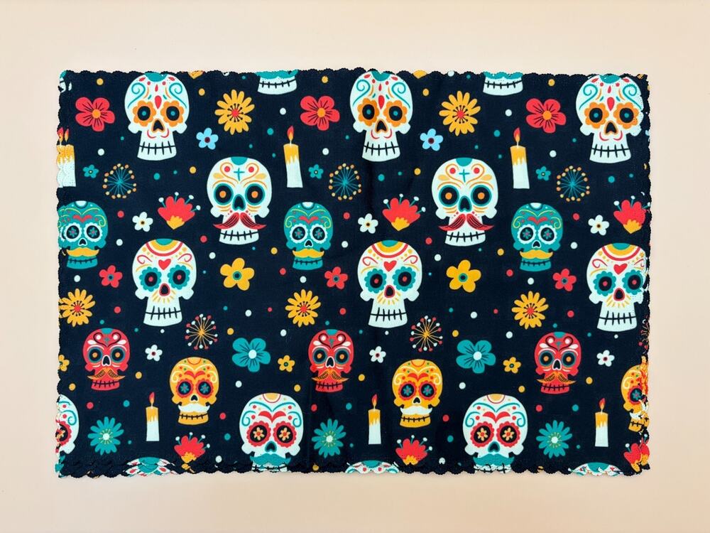 Day of the Dead Placemats Set of 8 Sugar Skull Halloween 18x12 Dia de los Muerto